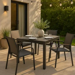 Chaise de jardin en aluminium gris foncé Ayden (lot de 2)