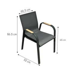 Chaise de jardin en aluminium gris foncé Ayden (lot de 2)