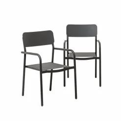 Chaise de jardin en aluminium gris  Kaïa (lot de 2)