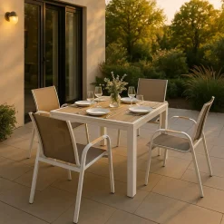 Chaise de jardin taupe en aluminium Ayden (lot de 2)