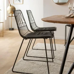 Chaise design en métal noir (lot de 2)