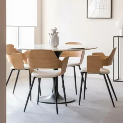 Chaise en bois clair et tissu écru Florence (lot de 2)