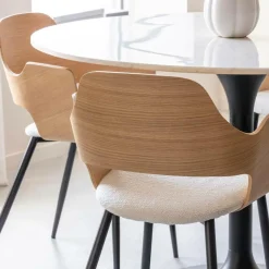 Chaise en bois clair et tissu écru Florence (lot de 2)