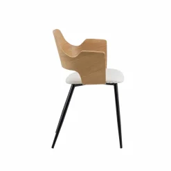 Chaise en bois clair et tissu écru Florence (lot de 2)