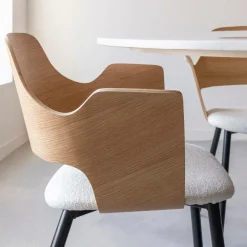 Chaise en bois clair et tissu écru Florence (lot de 2)