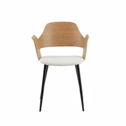 Chaise en bois clair et tissu écru Florence (lot de 2)