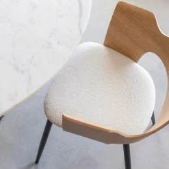 Chaise en bois clair et tissu écru Florence (lot de 2)