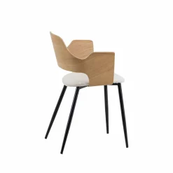 Chaise en bois clair et tissu écru Florence (lot de 2)