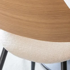 Chaise en bois clair et tissu écru Florence (lot de 2)