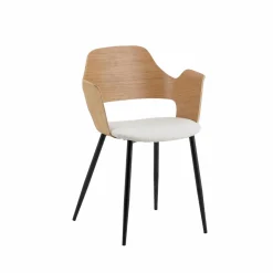 Chaise en bois clair et tissu écru Florence (lot de 2)