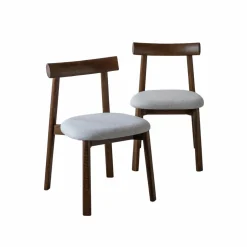 Chaise en bois de frêne foncé et tissu gris Aline (lot de 2)