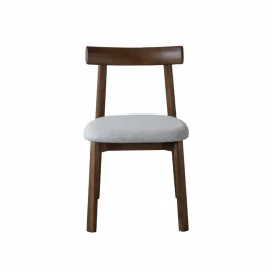 Chaise en bois de frêne foncé et tissu gris Aline (lot de 2)