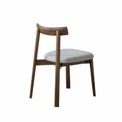 Chaise en bois de frêne foncé et tissu gris Aline (lot de 2)