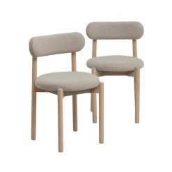 Chaise en bois de hêtre clair et tissu Aline (lot de 2)