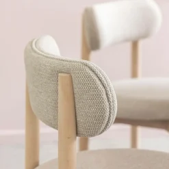Chaise en bois de hêtre clair et tissu Aline (lot de 2)