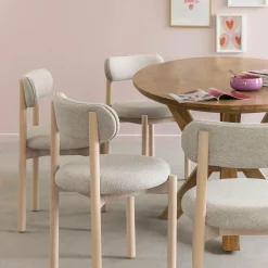 Chaise en bois de hêtre clair et tissu Aline (lot de 2)