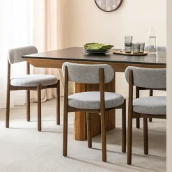 Chaise en bois de hêtre foncé et tissu Aline (lot de 2)