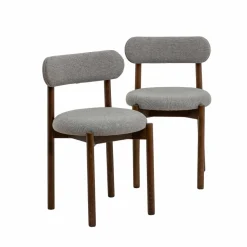 Chaise en bois de hêtre foncé et tissu Aline (lot de 2)