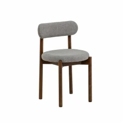 Chaise en bois de hêtre foncé et tissu Aline (lot de 2)