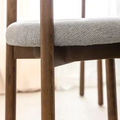 Chaise en bois de hêtre foncé et tissu Aline (lot de 2)