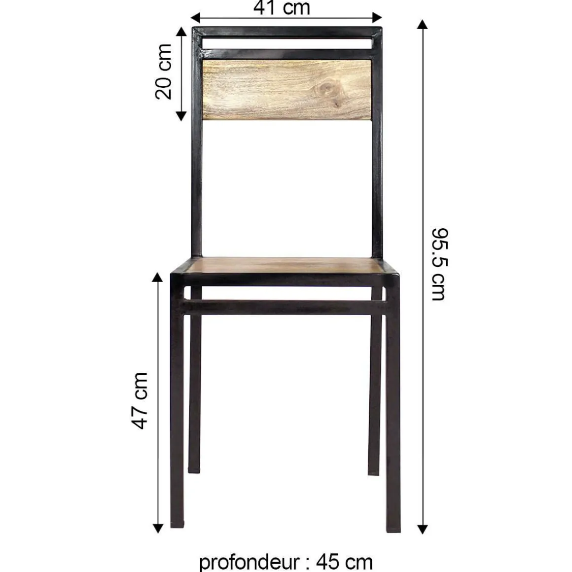 Chaise en bois de manguier New-York (lot de 2)