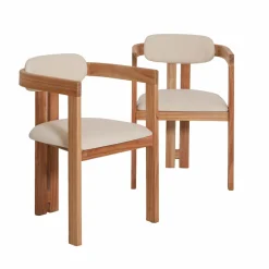 Chaise en bois de mindy et tissu bouclette Suzie (lot de 2)