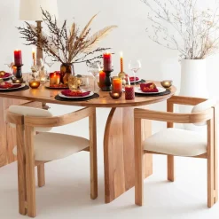 Chaise en bois de mindy et tissu bouclette Suzie (lot de 2)