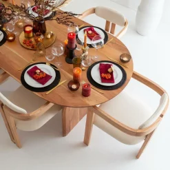 Chaise en bois de mindy et tissu bouclette Suzie (lot de 2)