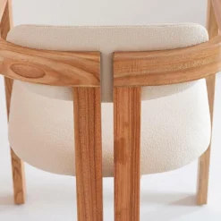 Chaise en bois de mindy et tissu bouclette Suzie (lot de 2)