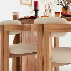 Chaise en bois de mindy et tissu bouclette Suzie (lot de 2)