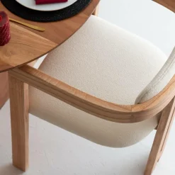 Chaise en bois de mindy et tissu bouclette Suzie (lot de 2)