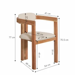 Chaise en bois de mindy et tissu bouclette Suzie (lot de 2)