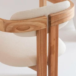 Chaise en bois de mindy et tissu bouclette Suzie (lot de 2)