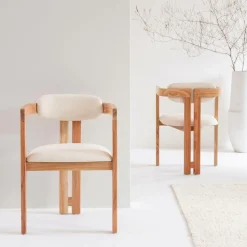 Chaise en bois de mindy et tissu bouclette Suzie (lot de 2)