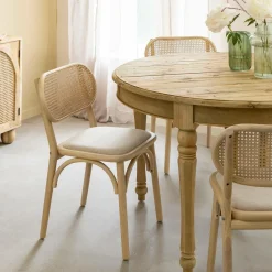 Chaise en bois d'orme clair et cannage Luzian (lot de 2)