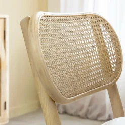 Chaise en bois d'orme clair et cannage Luzian (lot de 2)