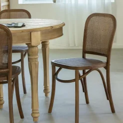 Chaise en bois d'orme et cannage Luzian (lot de 2)