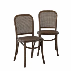 Chaise en bois d'orme et cannage Luzian (lot de 2)