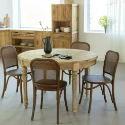 Chaise en bois d'orme et cannage Luzian (lot de 2)