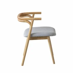 Chaise en bois d'orme et tissu gris Aline (lot de 2)