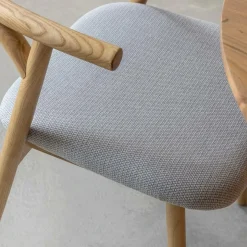 Chaise en bois d'orme et tissu gris Aline (lot de 2)