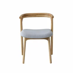 Chaise en bois d'orme et tissu gris Aline (lot de 2)