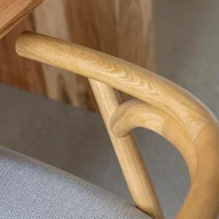 Chaise en bois d'orme et tissu gris Aline (lot de 2)