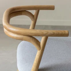 Chaise en bois d'orme et tissu gris Aline (lot de 2)