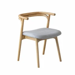 Chaise en bois d'orme et tissu gris Aline (lot de 2)