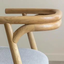 Chaise en bois d'orme et tissu gris Aline (lot de 2)