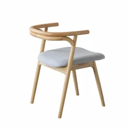 Chaise en bois d'orme et tissu gris Aline (lot de 2)