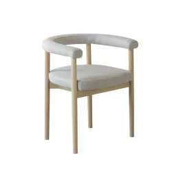 Chaise en bois d'orme et tissu gris Aline (lot de 2)