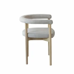 Chaise en bois d'orme et tissu gris Aline (lot de 2)