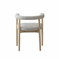 Chaise en bois d'orme et tissu gris Aline (lot de 2)